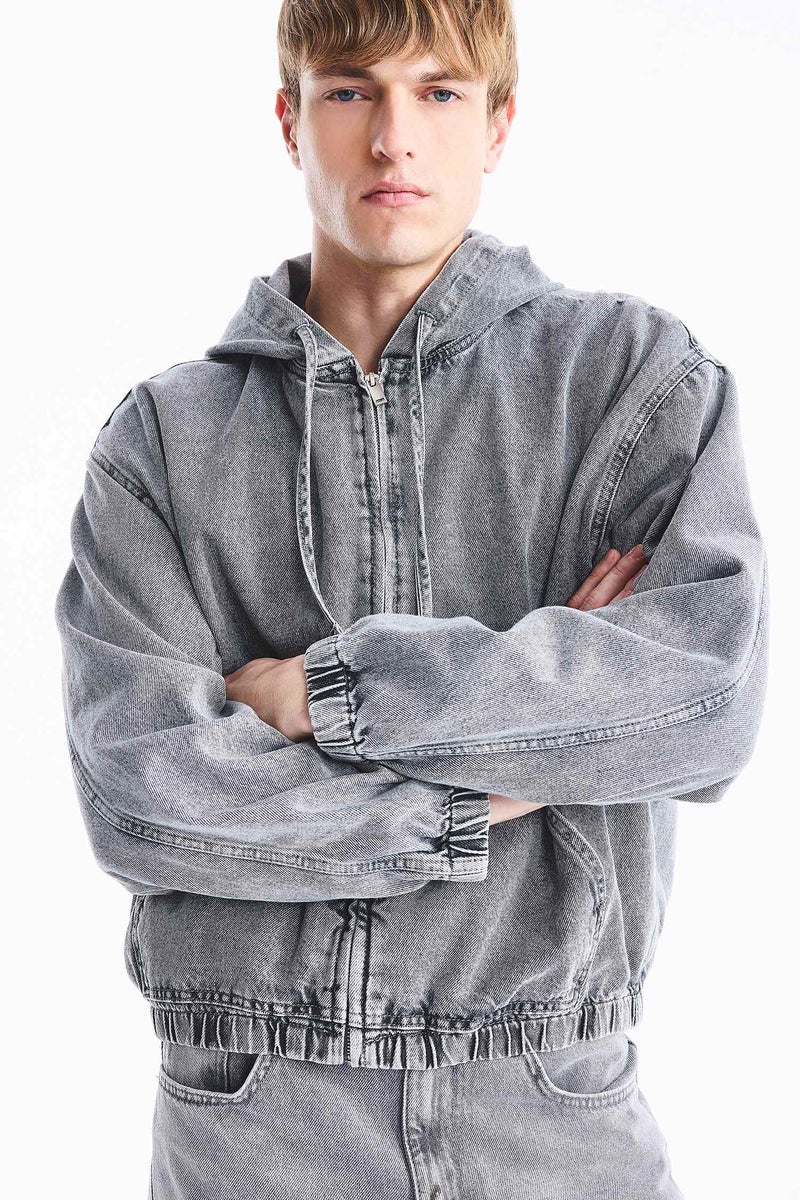 DeFacto Grey Man Cotton Jacket Casual - Image 4