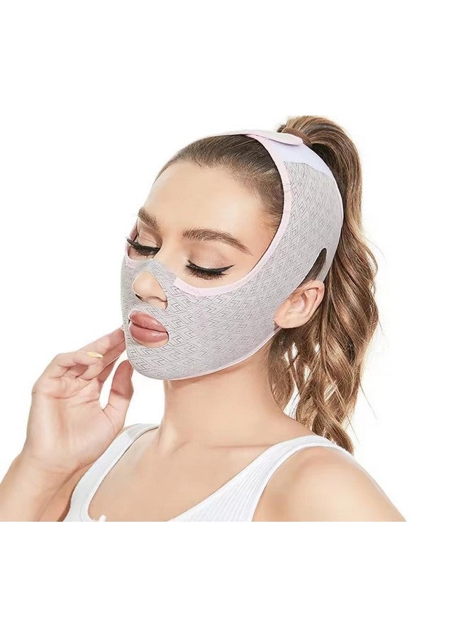 Facial Slimming Belt, Double Chin Reducer Reusable V-Shape Face Mask for Men & Women Facial Shaped UP Lift Belt, Slim Cheeks Lifting Jaw Line Shaper Anti Wrinkle Strap Elastic Face - Image 1