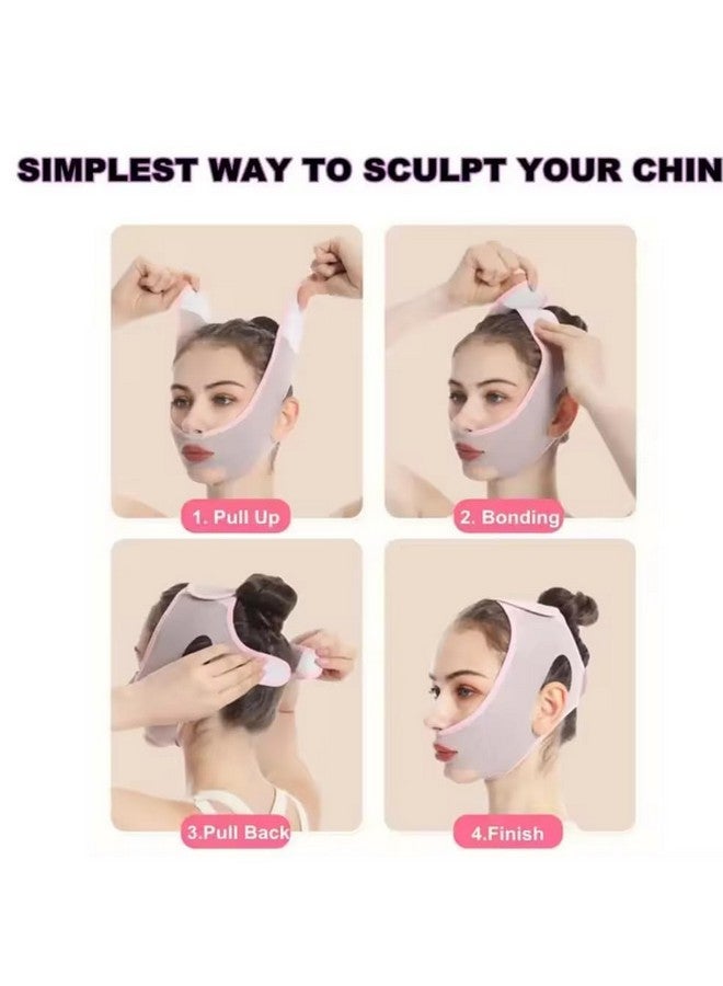 Facial Slimming Belt, Double Chin Reducer Reusable V-Shape Face Mask for Men & Women Facial Shaped UP Lift Belt, Slim Cheeks Lifting Jaw Line Shaper Anti Wrinkle Strap Elastic Face - Image 4