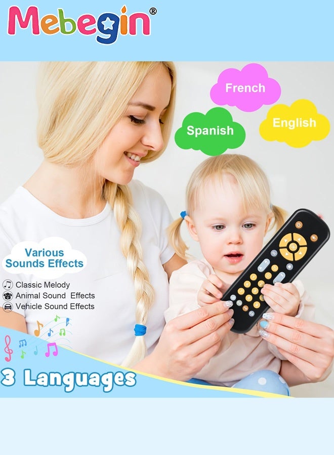 MEBEGIN Baby TV Remote Control Toy with Sound and Light, Music Toys for Baby 6-24 Months, Infant Teether Toys, Early Development Toys with 3 Language English/French/Spanish for Toddlers 6 12 18 Month - Image 3