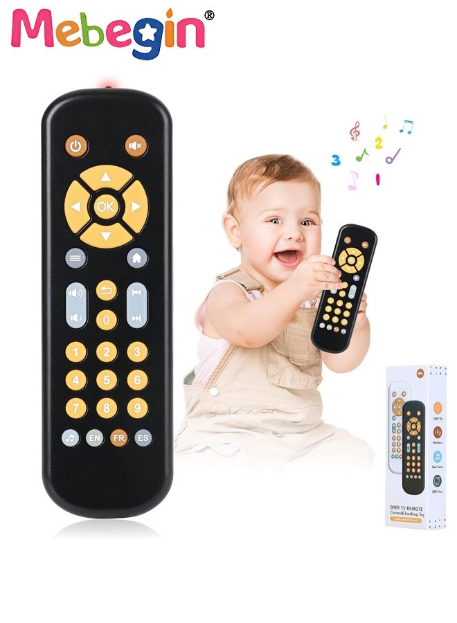 MEBEGIN Baby TV Remote Control Toy with Sound and Light, Music Toys for Baby 6-24 Months, Infant Teether Toys, Early Development Toys with 3 Language English/French/Spanish for Toddlers 6 12 18 Month - Image 1