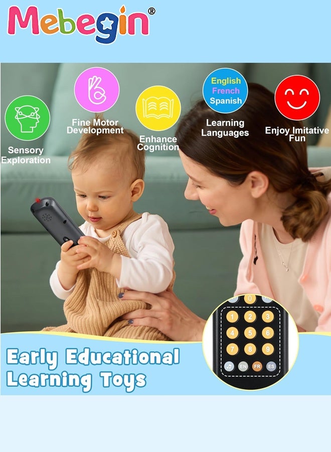 MEBEGIN Baby TV Remote Control Toy with Sound and Light, Music Toys for Baby 6-24 Months, Infant Teether Toys, Early Development Toys with 3 Language English/French/Spanish for Toddlers 6 12 18 Month - Image 5