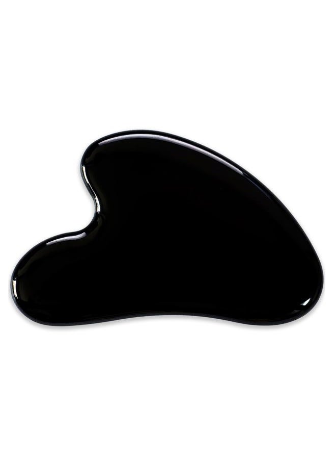 YAMHOHO Gua Sha Jade Stone Gua Sha Massage Tool, Guasha Tool for Face and Body Skin Massage. Tools for SPA Acupuncture, Pink Stone for Body Face Neck and Eye, Skin Care Gift for Woman (Black) - Image 1