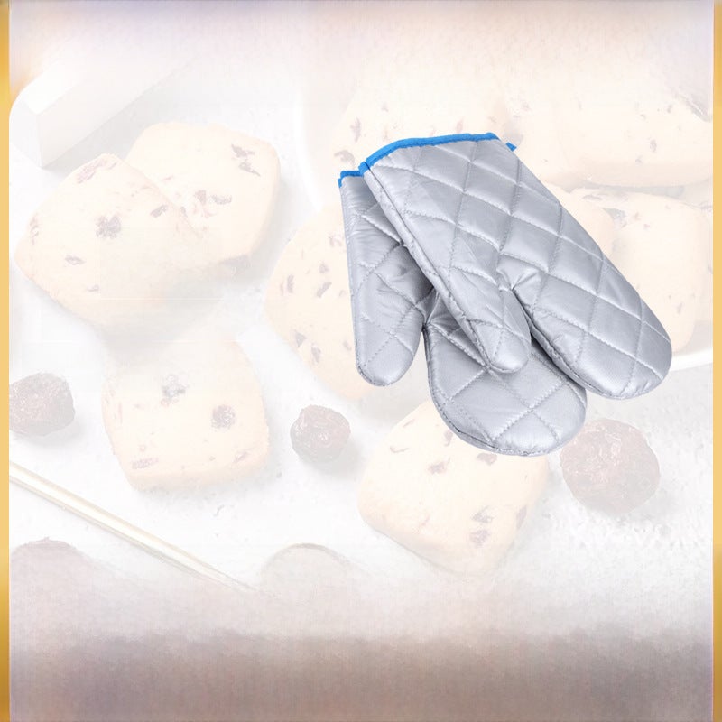 Kitchen Oven Anti-scald Gloves Baking Gloves High Temperature Gloves Heat Insulation Thickened Microwave Anti-scald Gloves Household Light gray 