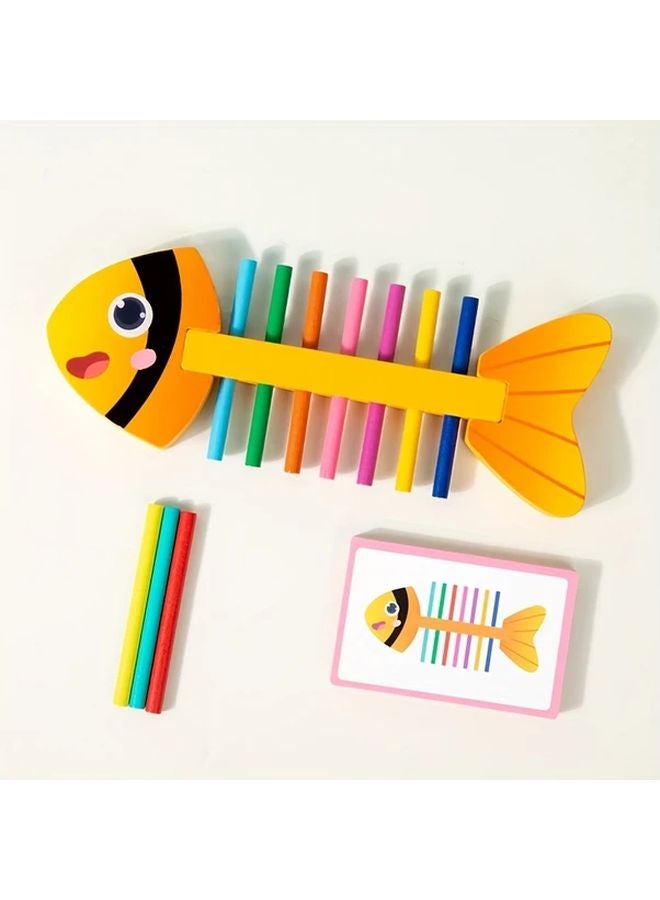 Fishbone Insert Stick Color Sorting Game Educational Toy For Fine Motor Skills - Image 1