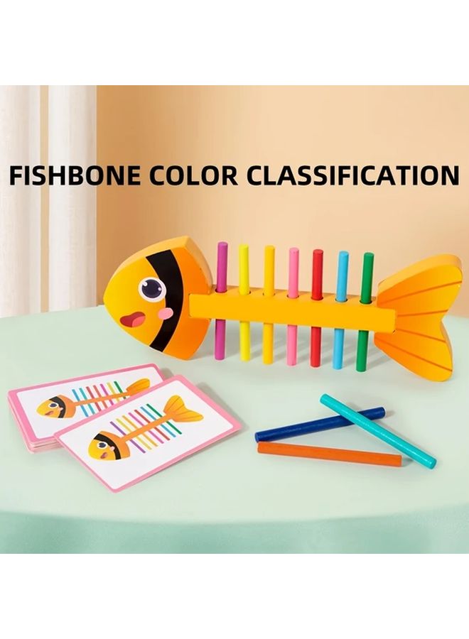 Fishbone Insert Stick Color Sorting Game Educational Toy For Fine Motor Skills - Image 2