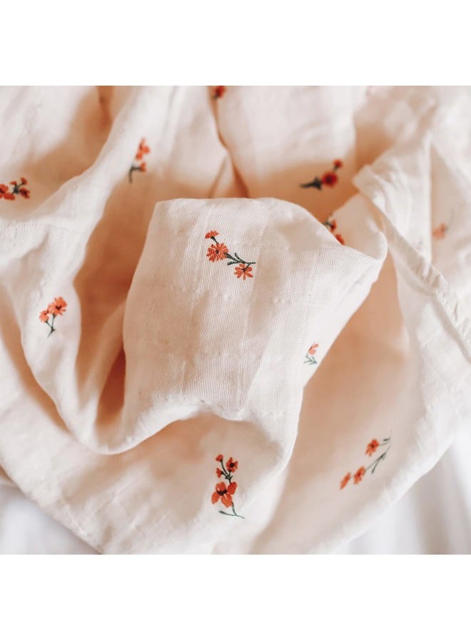 LifeTree Baby Girl Swaddle Blankets, Muslin Swaddling Wrap Receiving Blanket for Newborn, Organic Cotton, Large 47 x 47 inches, Solid Color/Flower Print - Image 3