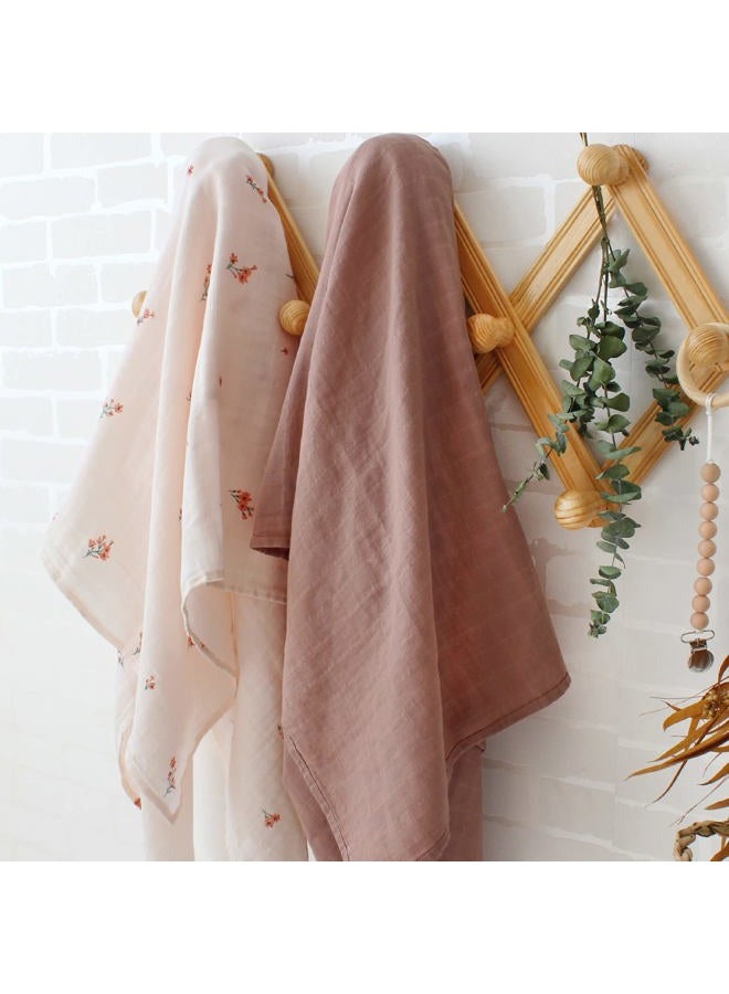 LifeTree Baby Girl Swaddle Blankets, Muslin Swaddling Wrap Receiving Blanket for Newborn, Organic Cotton, Large 47 x 47 inches, Solid Color/Flower Print - Image 5