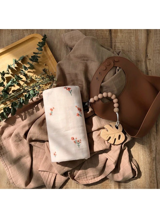 LifeTree Baby Girl Swaddle Blankets, Muslin Swaddling Wrap Receiving Blanket for Newborn, Organic Cotton, Large 47 x 47 inches, Solid Color/Flower Print - Image 4