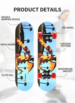 GROIC Skateboards Four-Wheel Skateboard Medium Size Board Dinosaur Theme Colorful Double-Sided Pattern for Beginner Skateboard or Kids Youth 24 Inch  - Image 3