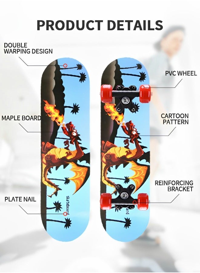GROIC Skateboards Four-Wheel Skateboard Medium Size Board Dinosaur Theme Colorful Double-Sided Pattern for Beginner Skateboard or Kids Youth 24 Inch  - Image 3