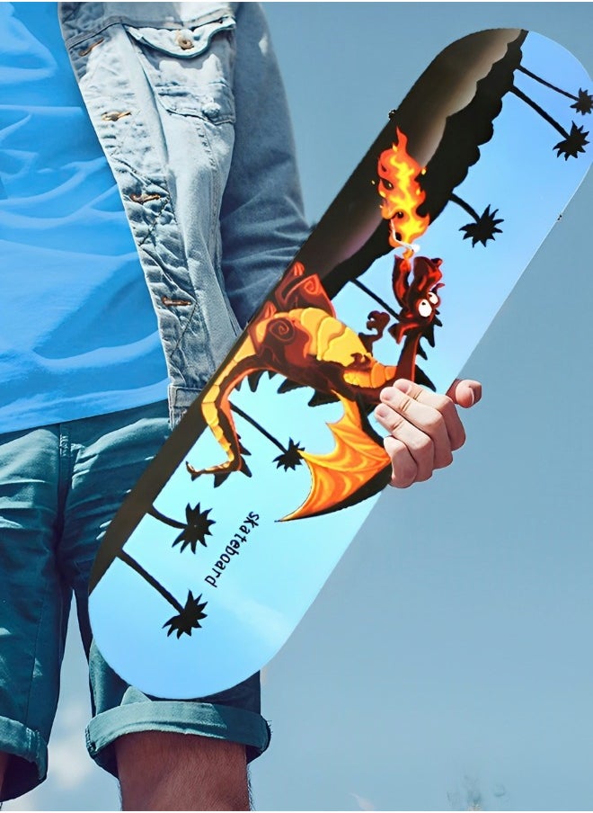 GROIC Skateboards Four-Wheel Skateboard Medium Size Board Dinosaur Theme Colorful Double-Sided Pattern for Beginner Skateboard or Kids Youth 24 Inch  - Image 4