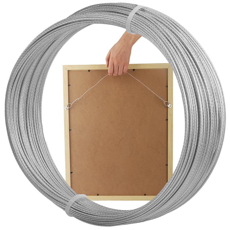 kosprie Picture Hanging Wire, 100 Feet Picture Frame Wire for Wall Frames, Canvas Paintings, Holiday Decor, Artwork,Garden Frames,Patio Decor, Photos, Supports Up to 30lbs - Image 1