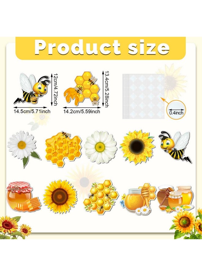 Hotop 48 Pieces Bee Theme Cutouts Classroom Bulletin Board Decoration Honey Cutouts Honeycombs Bee House Cutouts Daisy Sunflowers Cutouts For Chalkboard Wall Bee Birthday Party Decor - Image 2