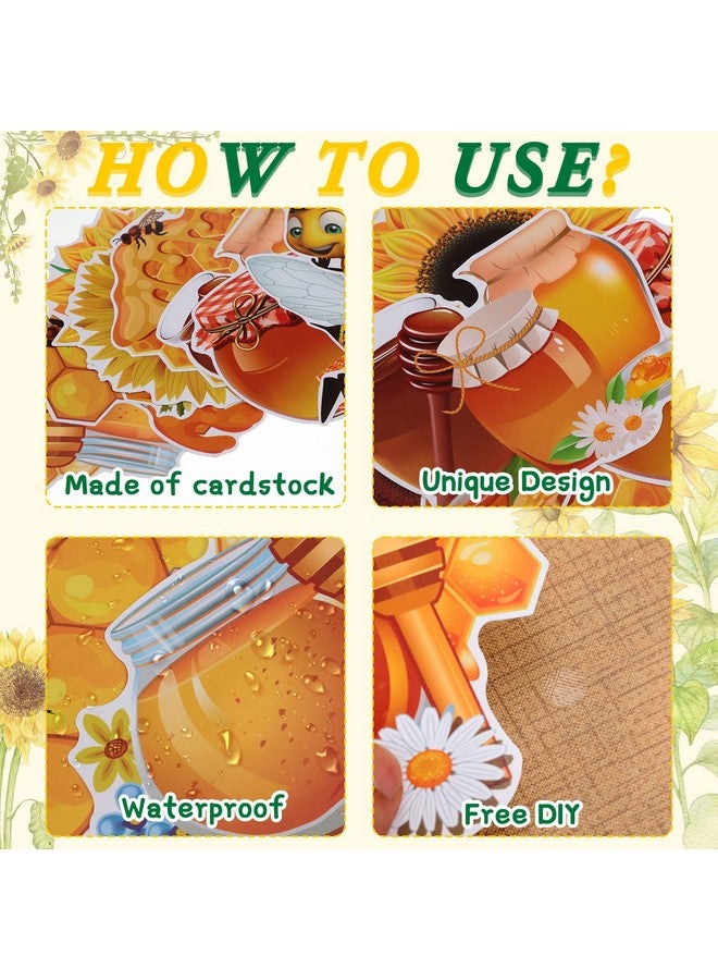 Hotop 48 Pieces Bee Theme Cutouts Classroom Bulletin Board Decoration Honey Cutouts Honeycombs Bee House Cutouts Daisy Sunflowers Cutouts For Chalkboard Wall Bee Birthday Party Decor - Image 3