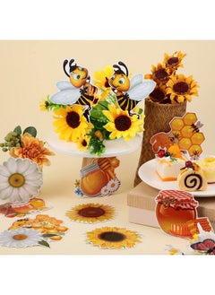 Hotop 48 Pieces Bee Theme Cutouts Classroom Bulletin Board Decoration Honey Cutouts Honeycombs Bee House Cutouts Daisy Sunflowers Cutouts For Chalkboard Wall Bee Birthday Party Decor  - Image 4