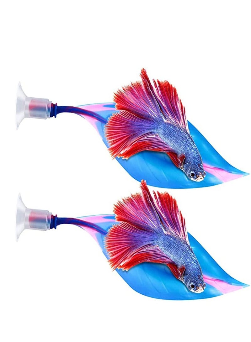 NIBEMINENT 2 Pieces Silicone Betta Bed Leaf Hammock for Fish Practical Resting Spot No BPA Comfortable and Safe - Image 1