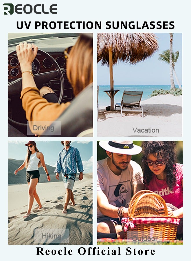 ريوكل نظارات شمسية مستطيلة عتيقة نظارات شمسية كبيرة مربعة للنساء حماية من الأشعة فوق البنفسجية UV400 نظارات قيادة بإطار مربع عصري - Image 4