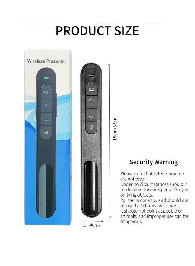 Presentation Clicker مع التحكم في الصوت، عرض لاسلكي عن بعد. Plug & Play 2.4GHz USB Slide Advancer متوافق مع Mac / Windows، يعمل مع PowerPoint و Keynote و Google Slides - Image 2