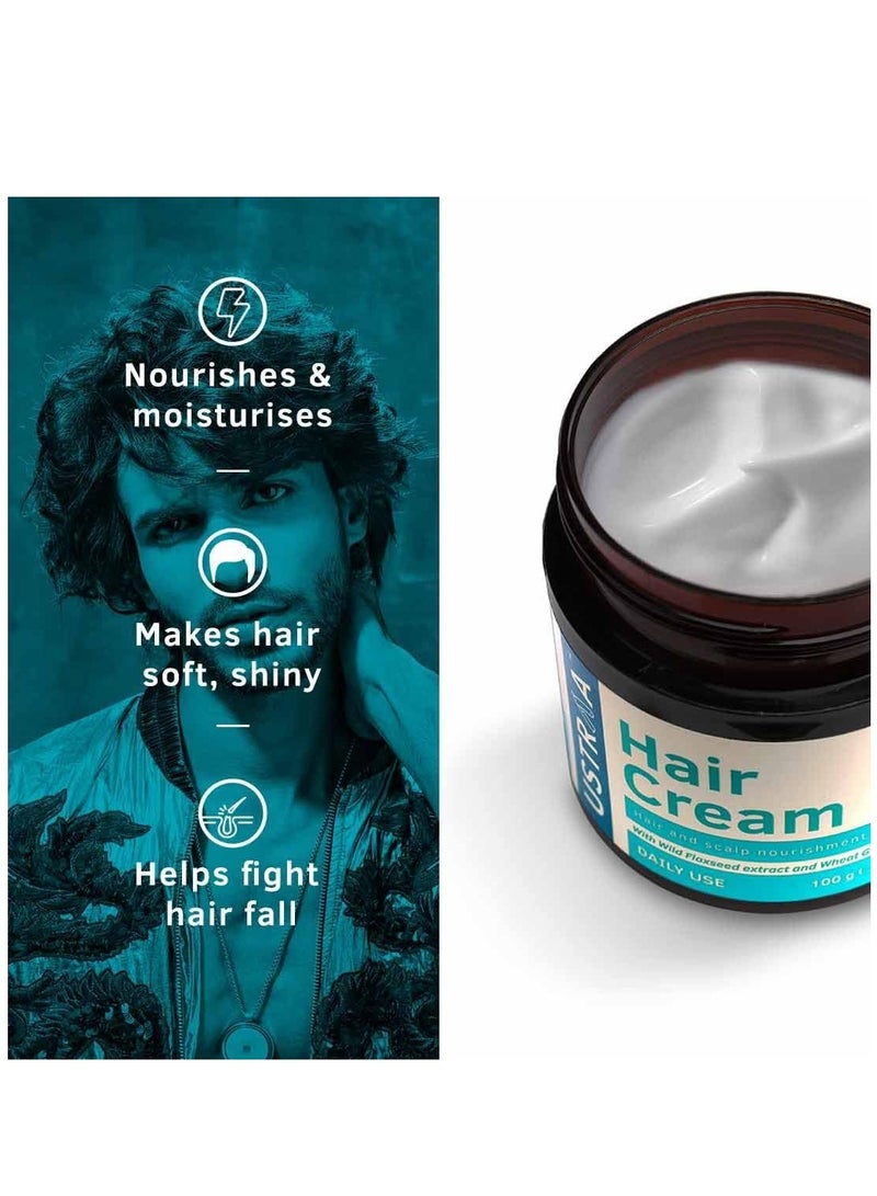 Ustraa Astra Men's Daily Use Hair Cream with Light Hold Styling and Nourishing Wheat Germ Oil Wild Flax Seed Extracts Moisturizes Hair Non-Sticky Sulfate and Paraben Free - Image 2