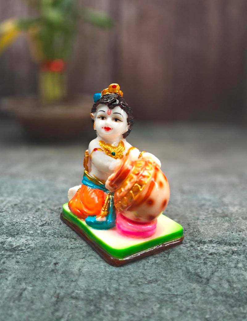 SHINDE EXPORTS Lord sri Krishna bhagwan laddu Gopal kanha ji Marble Statue murti Idol for Gift car Dashboard Home Decor (Design 3) - Image 3