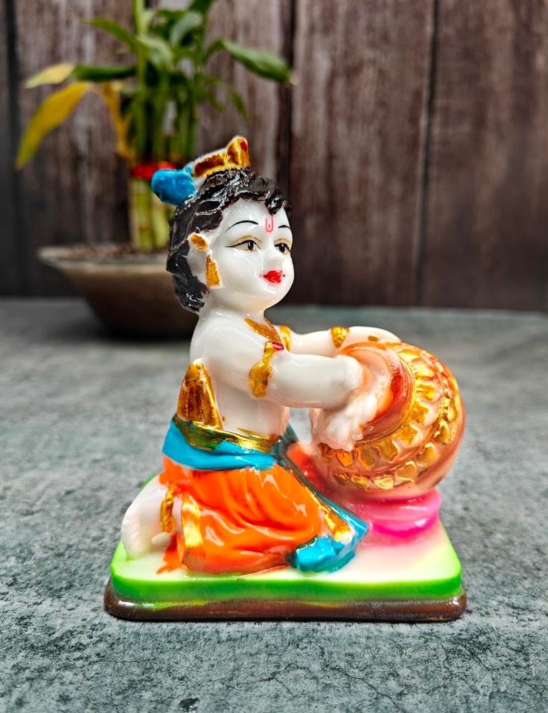 SHINDE EXPORTS Lord sri Krishna bhagwan laddu Gopal kanha ji Marble Statue murti Idol for Gift car Dashboard Home Decor (Design 3) - Image 1