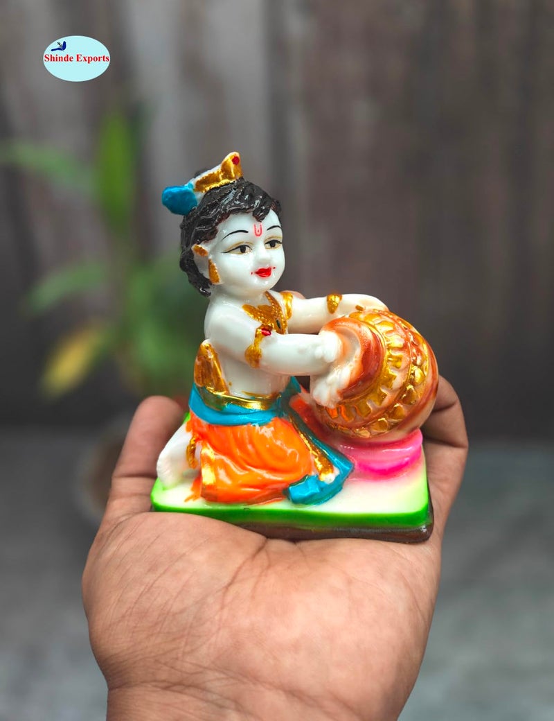 SHINDE EXPORTS Lord sri Krishna bhagwan laddu Gopal kanha ji Marble Statue murti Idol for Gift car Dashboard Home Decor (Design 3) - Image 5