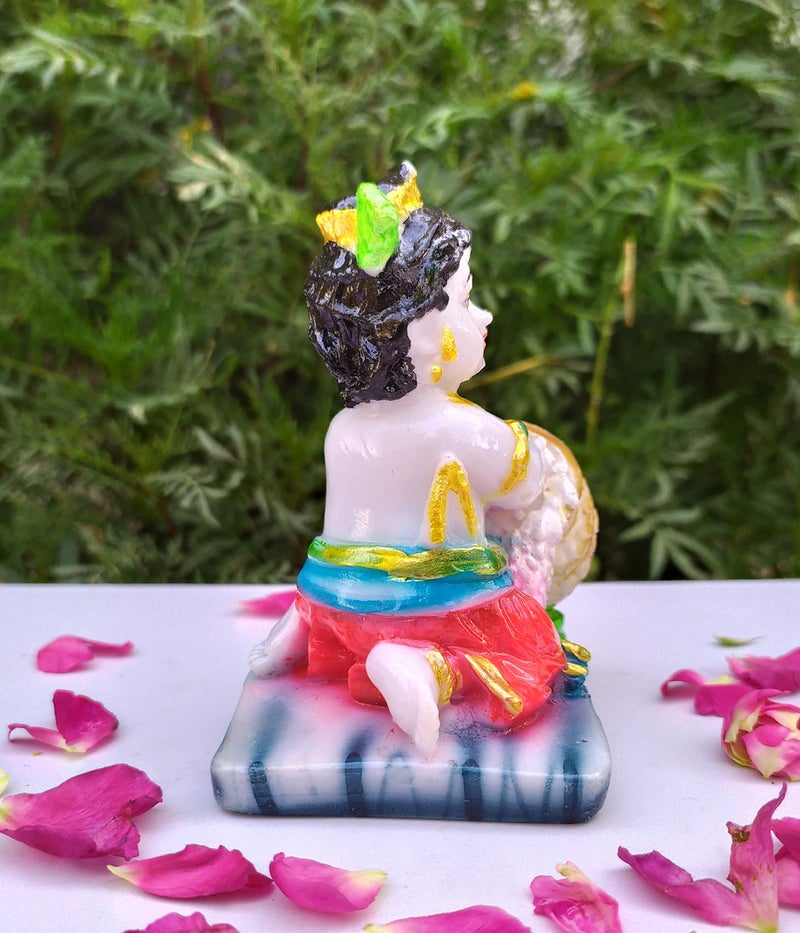 SHINDE EXPORTS Lord sri Krishna bhagwan laddu Gopal kanha ji Marble Statue murti Idol for Gift car Dashboard Home Decor (Design 3) - Image 4