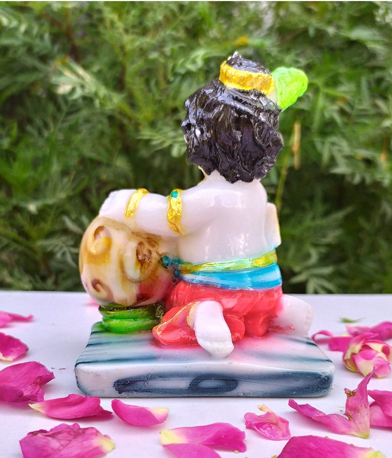 SHINDE EXPORTS Lord sri Krishna bhagwan laddu Gopal kanha ji Marble Statue murti Idol for Gift car Dashboard Home Decor (Design 3) - Image 2