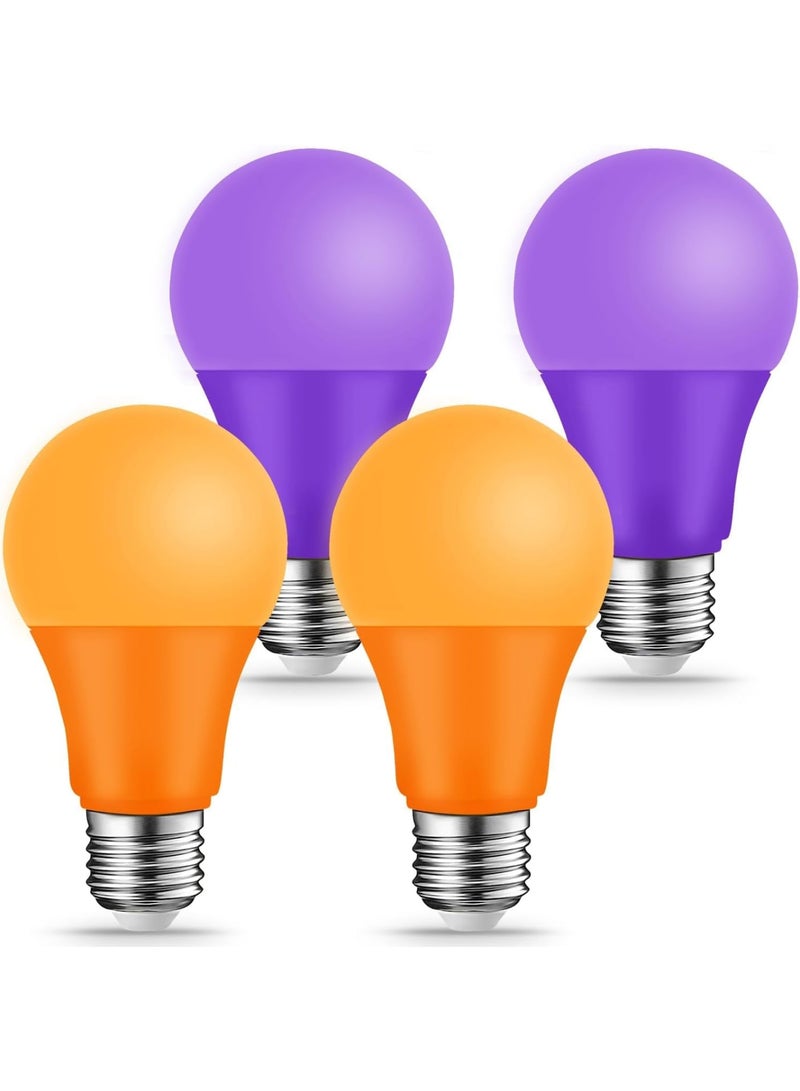KASTWAVE Orange Purple Light Bulbs, 4 Pack E27 Base Decorative Ambience Bulb, Halloween Light Bulbs, For Party Decoration, Porch, Home Lighting, Holiday Lighting - Image 1