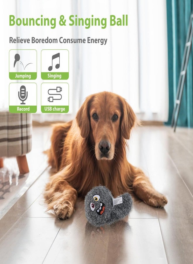 PETGEEK Interactive Dog Toys Ball - Rechargeable, Squeaky Plush Crazy Bouncer Dog Ball with Wiggles & Vibrations, Durable Moving Vibrating Toy for Small, Medium, Large Dogs (6 Inches, Gray) - Image 2