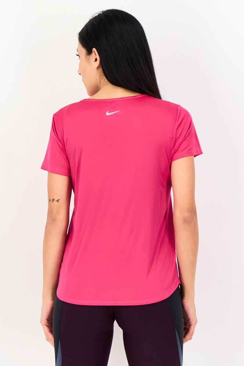 Nike Women Standard Fit Short Sleeve Running T-Shirt, Pink - Image 3