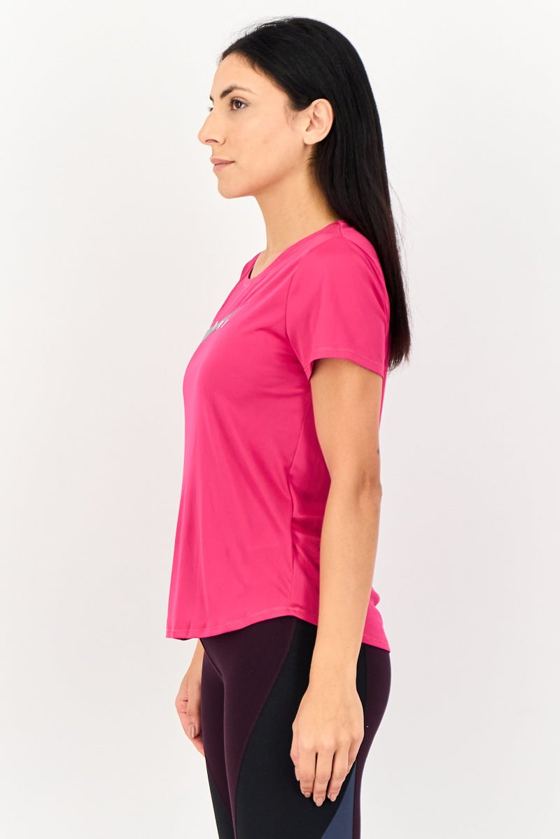 Nike Women Standard Fit Short Sleeve Running T-Shirt, Pink - Image 2