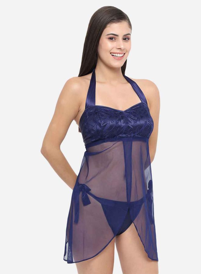 Take Two Lace Halter Neck Asymmetric Hem Babydoll By KLAMOTTEN - Image 5