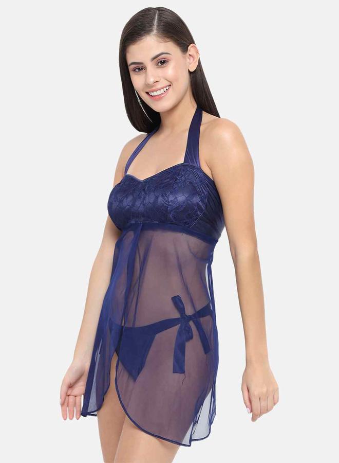 Take Two Lace Halter Neck Asymmetric Hem Babydoll By KLAMOTTEN - Image 4