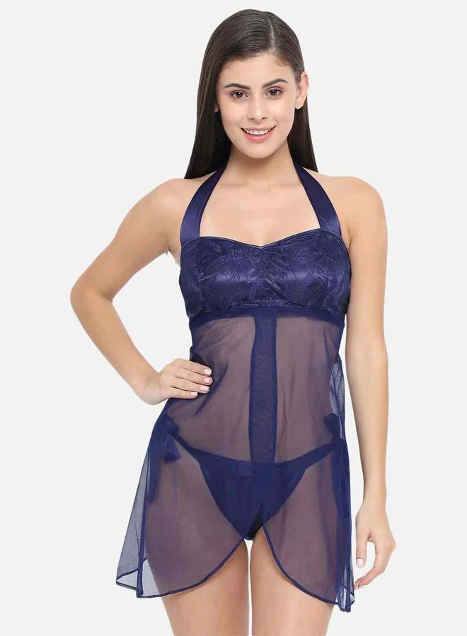 Take Two Lace Halter Neck Asymmetric Hem Babydoll By Klamotten