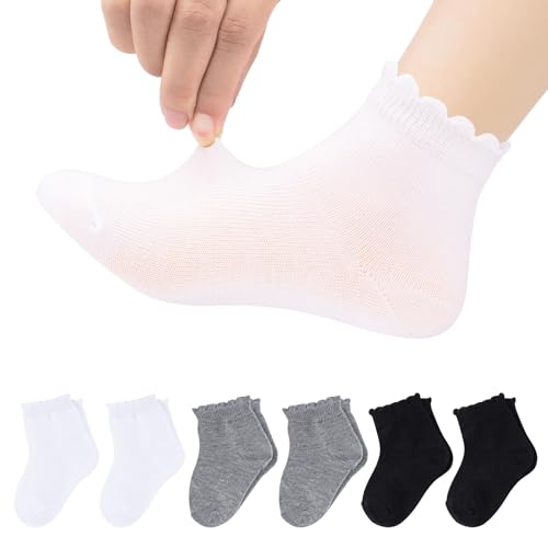 Looching 6 Pack Toddler Baby Girls Boys No Show Ankle Socks Cotton White Mesh Thin Low Cut Socks Kids 1-3Years - Image 1
