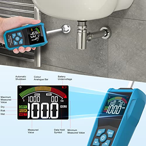 DURFICST Wood Moisture Meter, DURFICST Pinless Moisture Meter with Colour LCD Display and Audible Alarm, Moisture Reader for All Building Materials, Wood, Wall, Plaster, Masonry… - Image 3