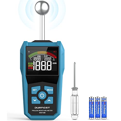 DURFICST Wood Moisture Meter, DURFICST Pinless Moisture Meter with Colour LCD Display and Audible Alarm, Moisture Reader for All Building Materials, Wood, Wall, Plaster, Masonry… - Image 1