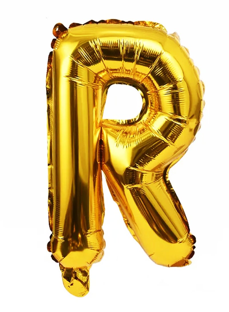 PARTY FUN Foil Letter Balloon 32 Inch  R Golden Colour Perfect for Party and  Birthdays  - Image 1