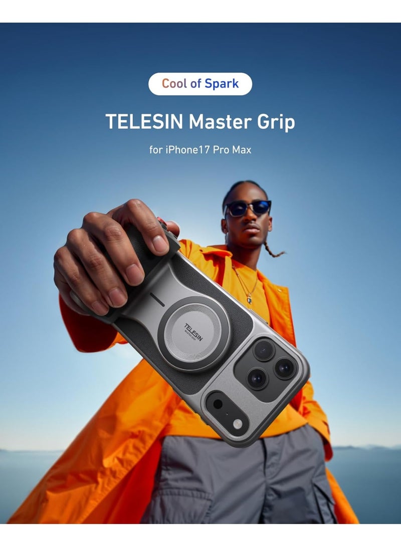 تيليسن مجموعة TELESIN Master Grip لهاتف iPhone 17 Pro – مقبض تصوير مغناطيسي مع غطاء تبريد من الجرافين ومقبض على طراز DSLR وتحكم مخصص واتصال آمن بتقنية MagSafe - Image 2