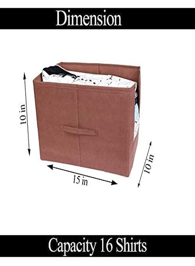 MBW Clothes Organizer for Wardrobe | Cupboard Storage Organizer Box | Shirt & Saree Stacker | Foldable Fabric Organiser – Brown, Pack of 2 - Image 3