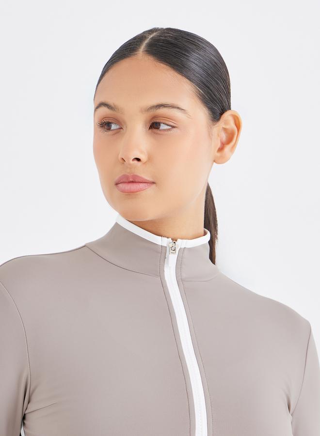 Styli Active Contrast Piping Zip-Up Jacket and Leggings Set - Image 4