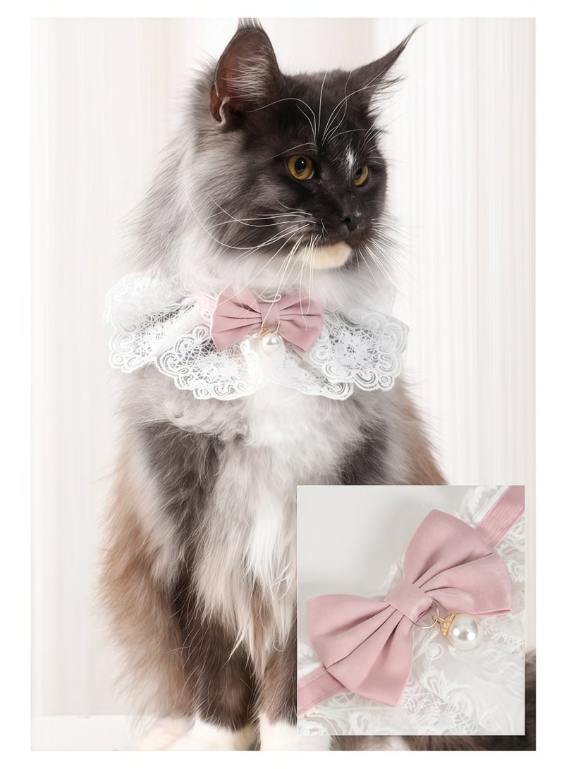 Cute Cat Bow Collar Floral Aesthetic Cat Bandanas Cats Bib，Kitten cute Bow Collars Costume，Sweet Lace Bib collars suitable for kittens and puppies - Image 4