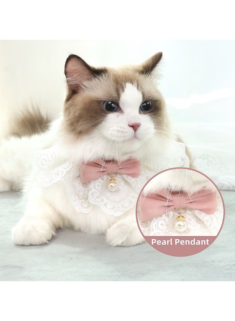 Cute Cat Bow Collar Floral Aesthetic Cat Bandanas Cats Bib，Kitten cute Bow Collars Costume，Sweet Lace Bib collars suitable for kittens and puppies - Image 5