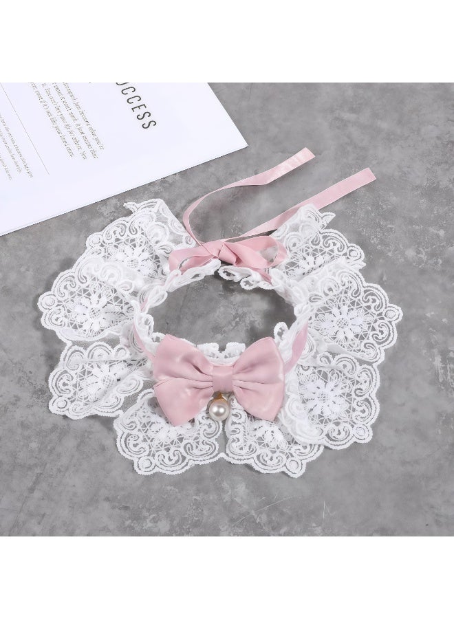 Cute Cat Bow Collar Floral Aesthetic Cat Bandanas Cats Bib，Kitten cute Bow Collars Costume，Sweet Lace Bib collars suitable for kittens and puppies - Image 3