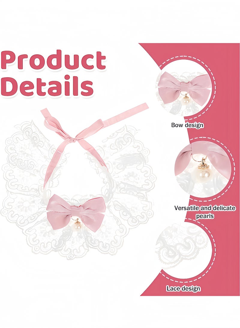 Cute Cat Bow Collar Floral Aesthetic Cat Bandanas Cats Bib，Kitten cute Bow Collars Costume，Sweet Lace Bib collars suitable for kittens and puppies - Image 2
