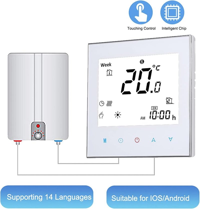 White Programmable Room Thermostat LCD Touch Screen For Gas Boiler System 5A AC110230V - Image 3
