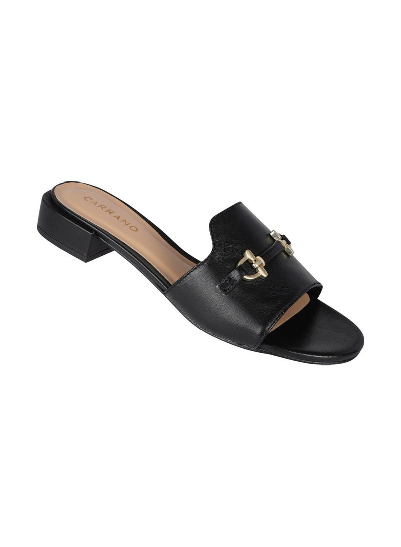 Carrano Ladies Open Mule Chain Strap Low Block Heel 355004C Cab0702 - Image 1