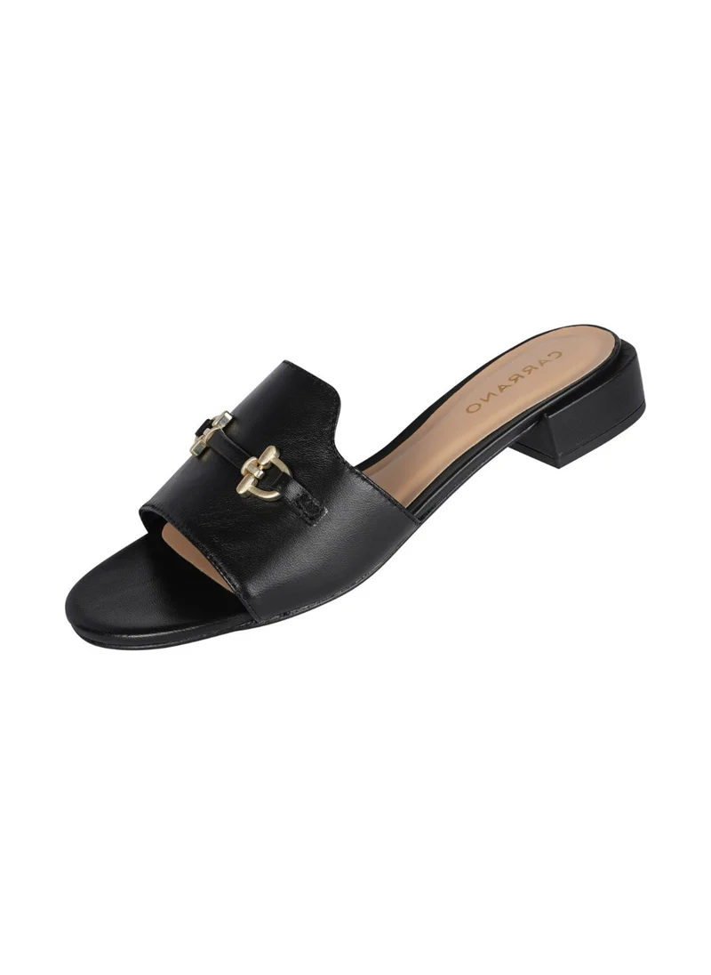 CARRANO Carrano Ladies Open Mule Chain Strap Low Block Heel 355004C Cab0702